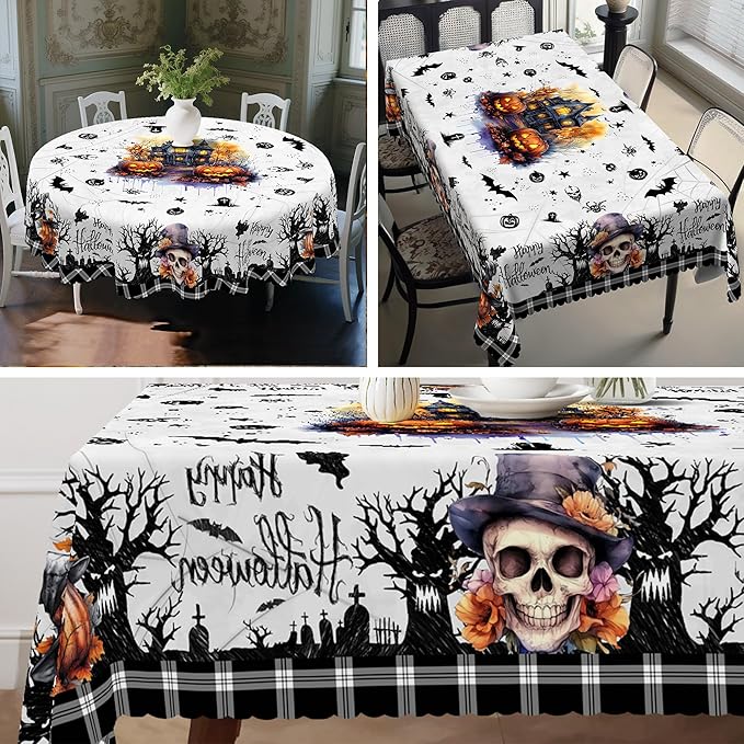 Eikione Rectangular Tablecloth 140x180inch, Halloween Pumpkin Tablecloth Waterproof and Wrinkle-Free, Table Covers, Summer Decorations for Home Dining