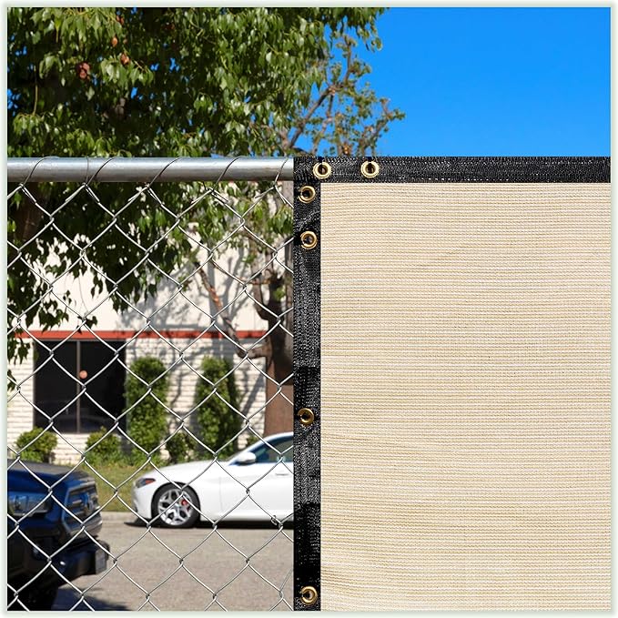 ColourTree 6' x 25' Beige Fence Screen Privacy Screen - Commercial Grade 170 GSM - Heavy Duty - 3 Years Warranty - Cable Zip Ties Included