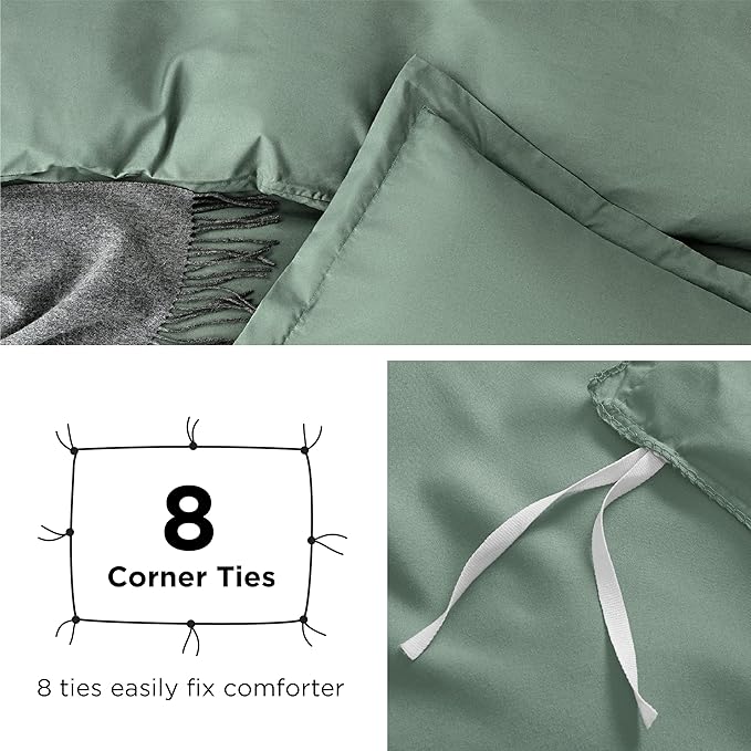 Bedsure Duvet Cover California King Size - Soft Double Brushed Bedding Set for Kids & Adults, Zipper Closure, 3 Pieces, Includes 1 Duvet Cover (104"x98") & 2 Pillow Shams, NO Comforter, Sage Green