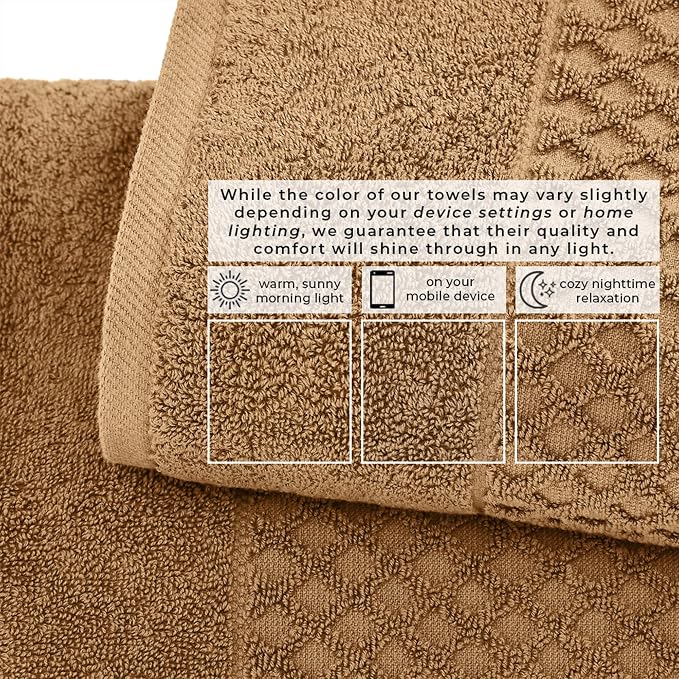 Great Bay Home Bath Towels - 100% Cotton 4 Pack 54x27 Bath Towel Set - Absorbent, Durable, Quick-Dry Towels for Bathroom (Mocha)