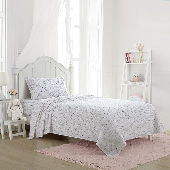Laura Ashley Kids - Twin XL Sheet Set, Soft & Wrinkle-Resistant Toddler Bedding Set, Fun & Whimsical Bedroom Decor, Ideal Girl Room Essentials, Bed Sheets with Matching Pillowcase (Mae Pink)