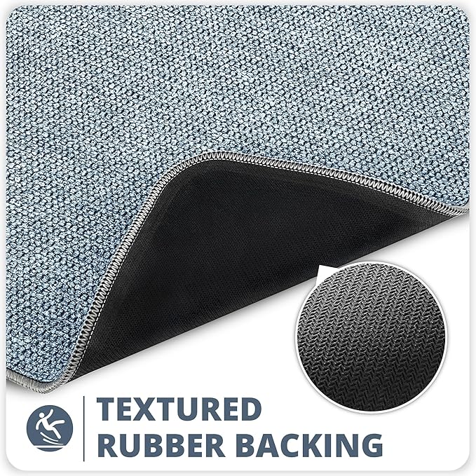 Bath Mat,Ultra Thin Bathroom Runner Rugs,Large Bath Mats for Bathroom,Quick Dry,Non-Slip,Machine Washable,Low Pile,Bath Rug,Shower Outside,Sink,Home Decor Accessories.Blue,1'5"x2'11"（17x35inch）