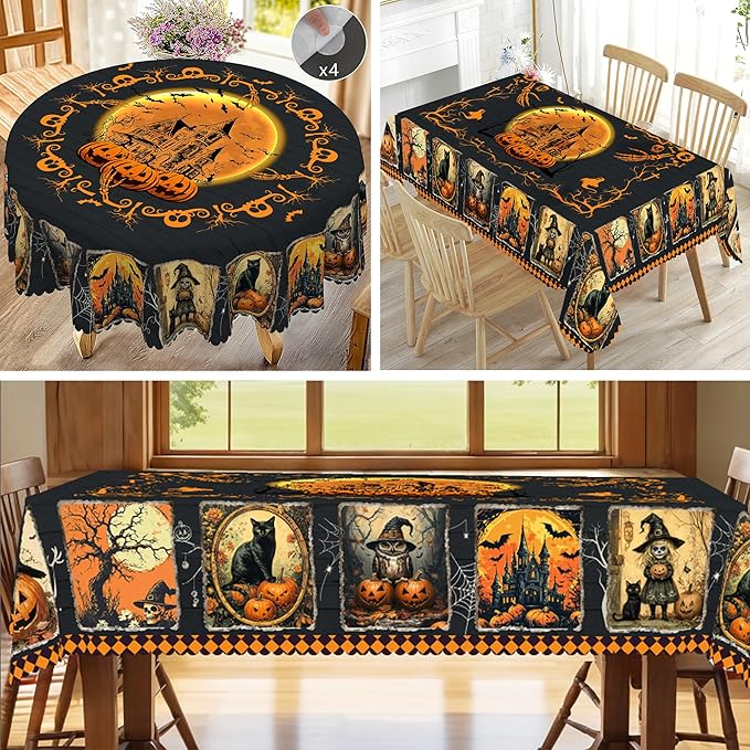 Eikione Rectangular Tablecloth 152x220inch, Halloween Grimace Tablecloth Waterproof and Wrinkle-Free, Table Covers, Summer Decorations for Home Dining