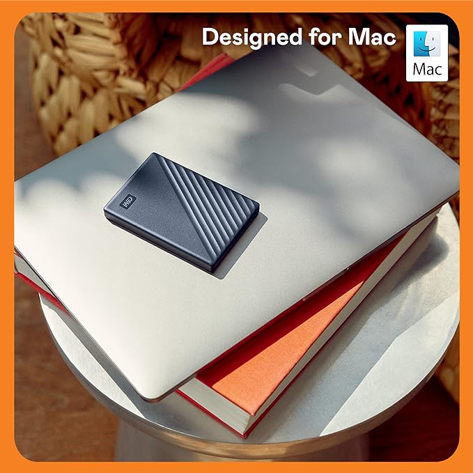 WD 6TB My Passport for Mac, Navy, Portable External Hard Drive with Backup Software and Password Protection, USB 3.1/USB 3.0 Compatible - WDBK6C0060BBL-WESN