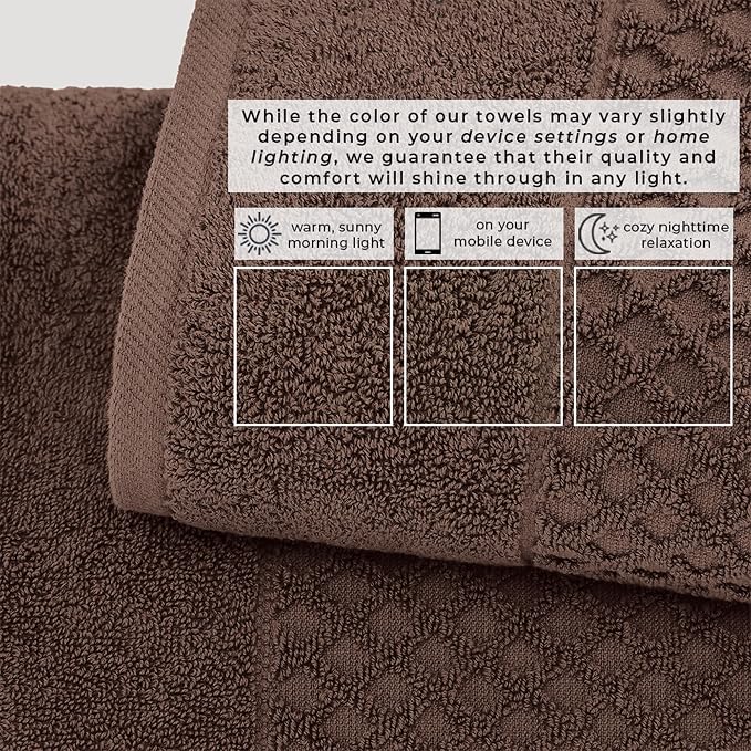 Great Bay Home Hand Towels - 100% Cotton 6 Pack 26x16 Hand Towel Set - Absorbent, Durable, Quick-Dry Towels for Bathroom (Chocolate)