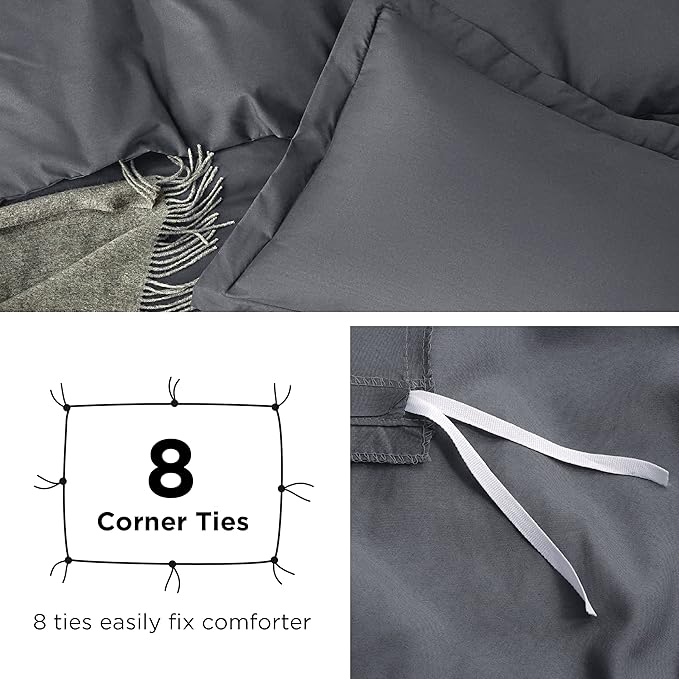 Bedsure Duvet Cover Queen Size - Soft Double Brushed Bedding Set for Kids & Adults, Zipper Closure, 3 Pieces, Includes 1 Duvet Cover (90"x90") & 2 Pillow Shams, NO Comforter, Dark Grey