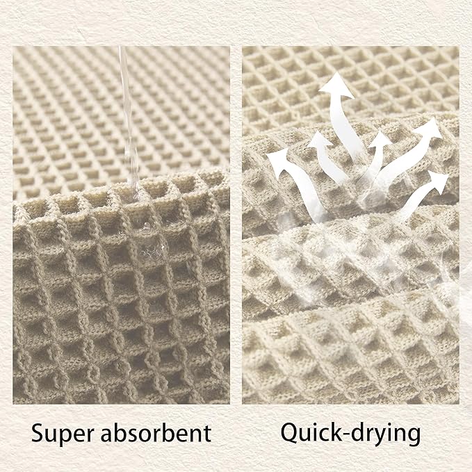 Waffle Bath Mat Non Slip, Boho Runner Rug, Super Absorbent Quick Dry Long Bath Runner Bathroom, Soft Farmhouse Bath Rug with Tassels, Washable Shower Mats for Floor 24"x48", Square Cream