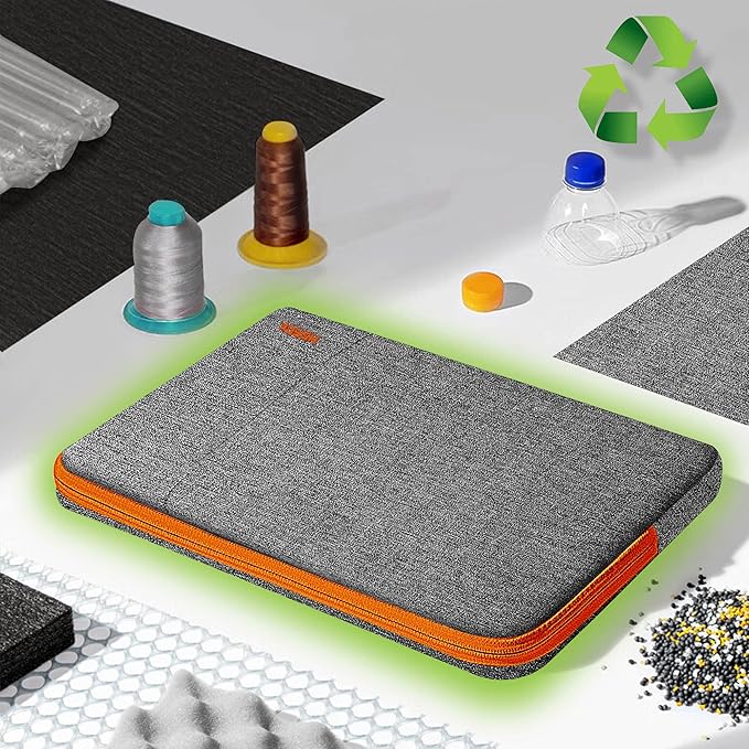 Hseok Laptop Case 15.6 Inch Sleeve, Shockproof Protective Water Repellent with Accessory Pocket,Compatible with Mac Pro 16 inch 2025-2019, Sleeve Bag for Most 15 15.6 16 Notebooks,Gray&Orange