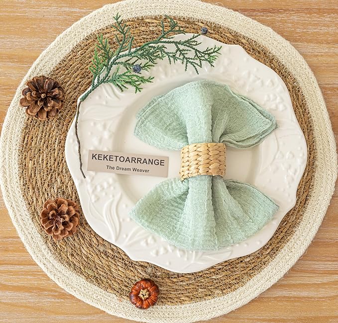Cheesecloth Napkins 17x17 Inches Cloth Napkins Handmade Washable Reusable Napkins for Dinner Wedding Baby Bridal Shower Rustic Boho Decorations Bulk Set of 10 Sage Green
