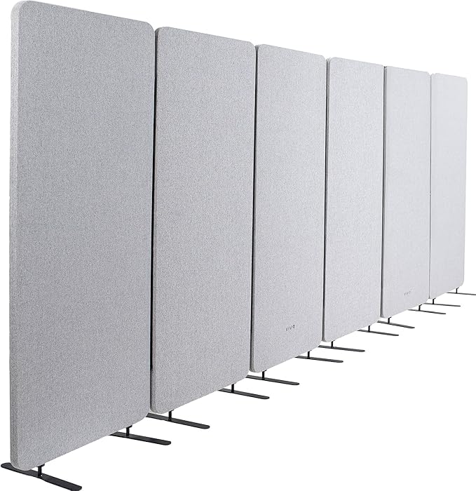 VIVO Freestanding 145 x 66 inch Privacy Panel System, Cubicle Divider, Acoustic Wall Partition, x6 24 inch Panels, Gray, PP-KIT-T145G