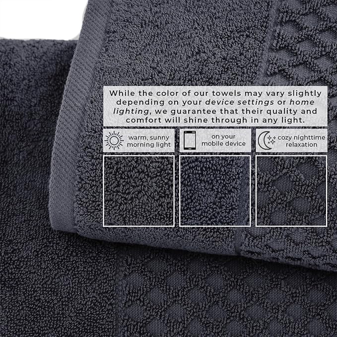 Great Bay Home Bath Towels - 100% Cotton 6 Piece Towel Set - Diamond Waffle Weave - Absorbent, Durable, Quick-Dry Towels for Bathroom (Stone Blue)