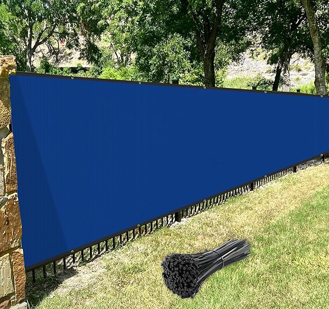 Windscreen4less Privacy Fence Screen Heavy Duty Windscreen Fencing Mesh Fabric Shade Net Cover with Brass Grommtes for Outdoor Wall Garden Yard Pool Deck, 6'x15' Blue