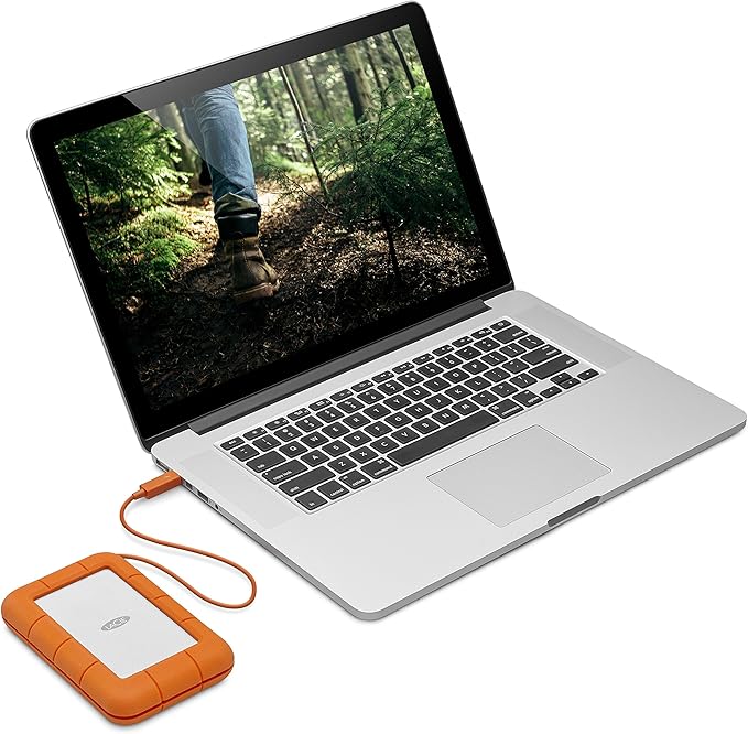 LaCie Rugged USB-C, 4TB, Portable External Hard Drive, Drop, Shock, Dust, Rain Resistant, for Mac & PC (STFR4000800)