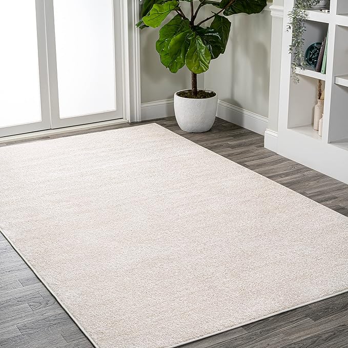 JONATHAN Y Haze Solid Low-Pile Ivory Indoor Area Rug 12x15, Coastal,Bohemian,Minimalist,Classic, Easy-Cleaning for Living Room,Bedroom,Kitchen,Pet Friendly,Non-Shedding (SEU100D-15)