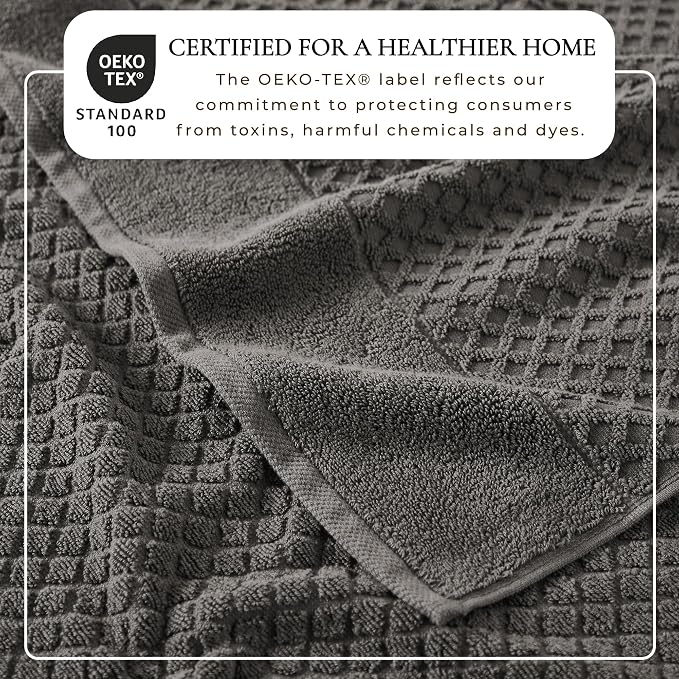 Great Bay Home Hand Towels - 100% Cotton 6 Pack 26x16 Hand Towel Set - Absorbent, Durable, Quick-Dry Towels for Bathroom (Dark Grey)