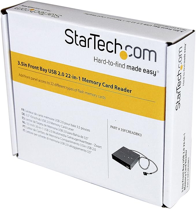 StarTech.com 3.5in Front Bay 22-in-1 USB 2.0 Internal Multi Media Memory Card Reader with Simultaneous Access - CF/SD/MMC/MS/xD - Black , TAA (35FCREADBK3)