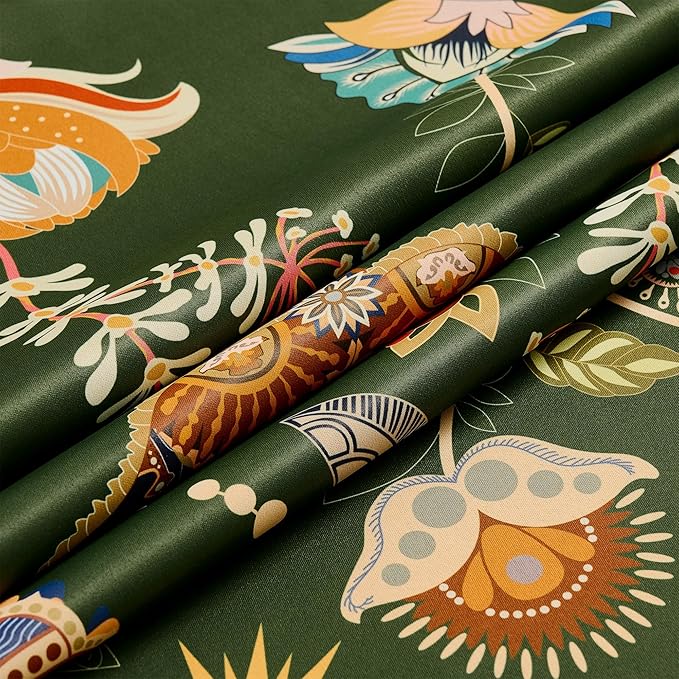 XiDi Green Floral Curtains 84 Inches Long 2 Panels Vintage Patterned Blackout Curtains for Bedroom Living Room Thermal Insulated Grommet Luxury Cottage Dark Botanical Printed Drapes Moss Green 52x84