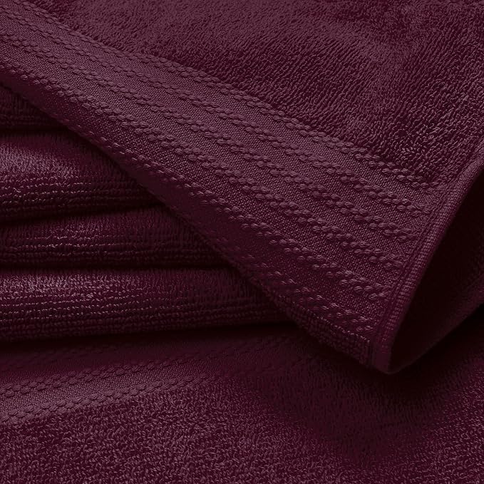 GLAMBURG Ultra Soft 8-Piece Towel Set - 100% Pure Ringspun Cotton, Contains 2 Oversized Bath Towels 27x54, 2 Hand Towels 16x28, 4 Wash Cloths 13x13 - Ideal for Everyday use, Hotel & Spa - Burgundy