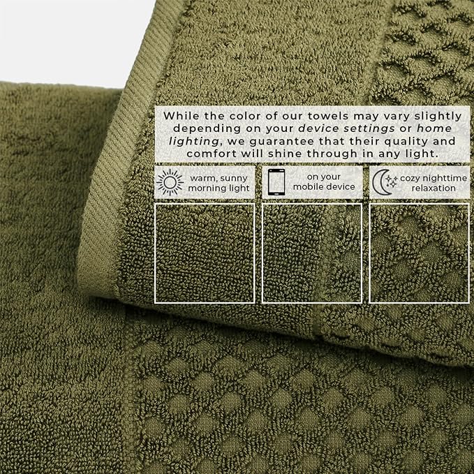 Great Bay Home Hand Towels - 100% Cotton 6 Pack 26x16 Hand Towel Set - Absorbent, Durable, Quick-Dry Towels for Bathroom (Olive)