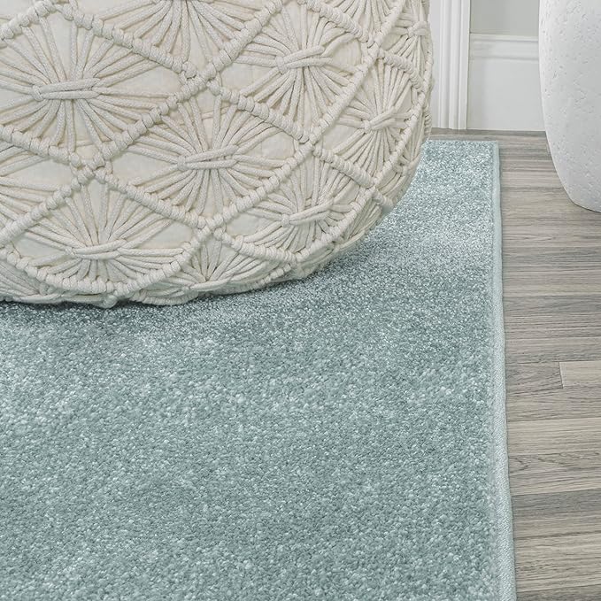JONATHAN Y Haze Solid Low-Pile Aqua Blue Indoor Area Rug 8x10, Coastal,Bohemian,Minimalist,Classic, Easy-Cleaning for Living Room,Bedroom,Kitchen,Pet Friendly,Non-Shedding (SEU100S-8)
