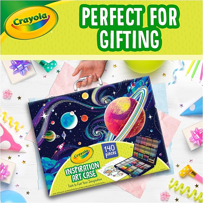 Crayola Inspiration Art Case Space Coloring Set (140pcs), Art Kit for Kids, Crayons, Markers, Pencils, Holiday for Boys & Girls, Ages 5, 6, 7 [Amazon Exclusive]