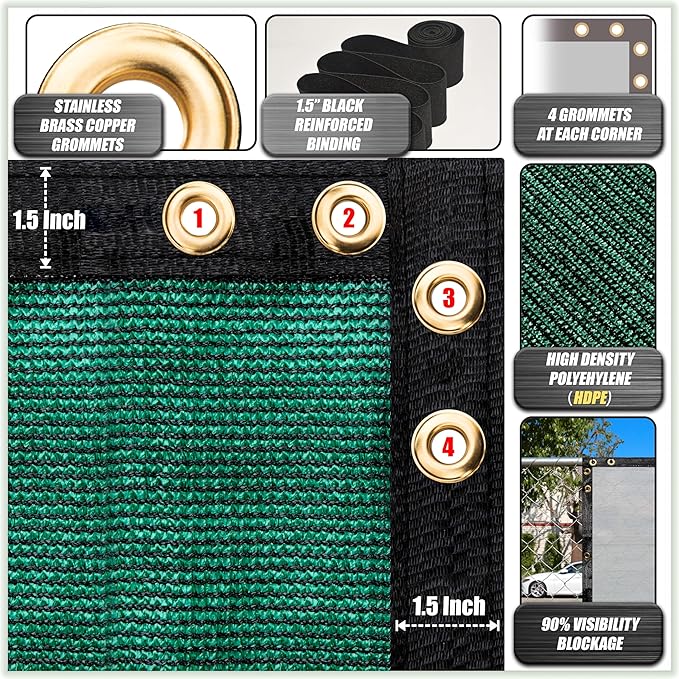 ColourTree 6' x 3' Black Fence Privacy Screen Windscreen Cover Fabric Shade Netting Mesh Cloth - Commercial Grade 170 GSM - Cable Zip Ties Included - We Make Custom Size