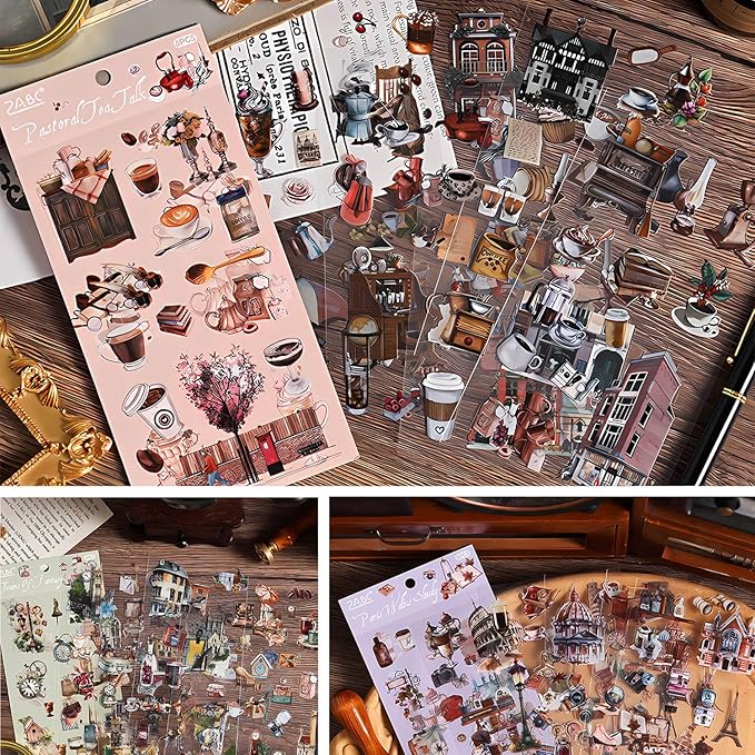 Ptyism 563 Pcs/36 Sheets Stickers for Scrapbooking,Sticker for Journaling Scrapbooking Stickers for Scrapbooking Art Journal Bullet Journal Accessories