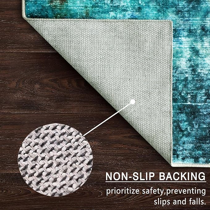 vivorug Washable Rug, Ultra Soft Area Rug 4x6, Non Slip Abstract Small Rug, Stain Resistant Rugs for Living Room Bedroom, Modern Fluffy (Rosy Clouds, 4'x6')