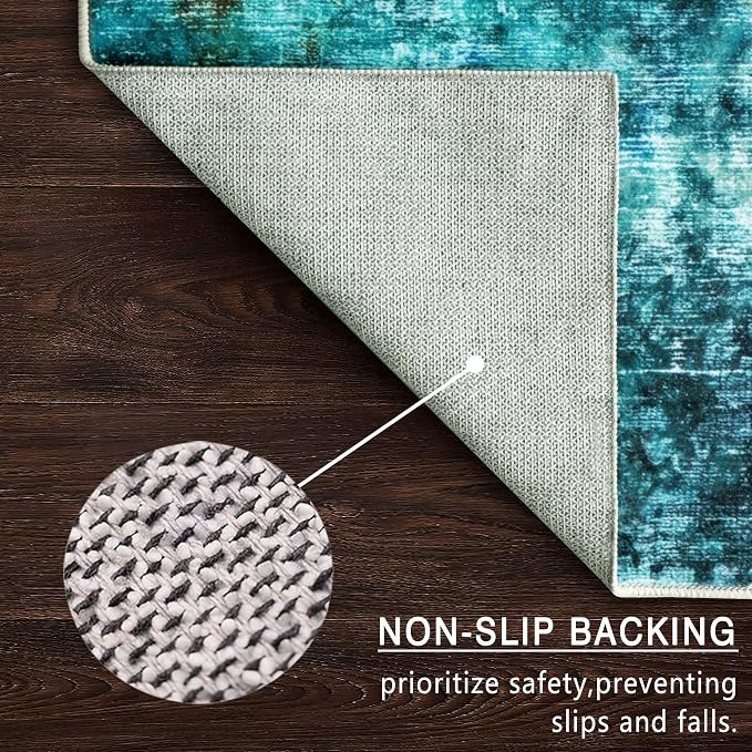 vivorug Round Rug 4ft Abstract Round Area Rug Non-Slip Indoor Carpet for Living Room Bedroom Entryway, Stain Resistant Home Decor Circle Rug, Rosy Clouds