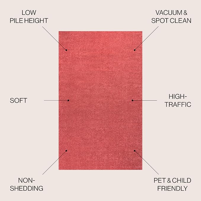 JONATHAN Y Haze Solid Low-Pile Red Indoor Area Rug 12x15, Coastal,Bohemian,Minimalist,Classic, Easy-Cleaning for Living Room,Bedroom,Kitchen,Pet Friendly,Non-Shedding (SEU100E-15)