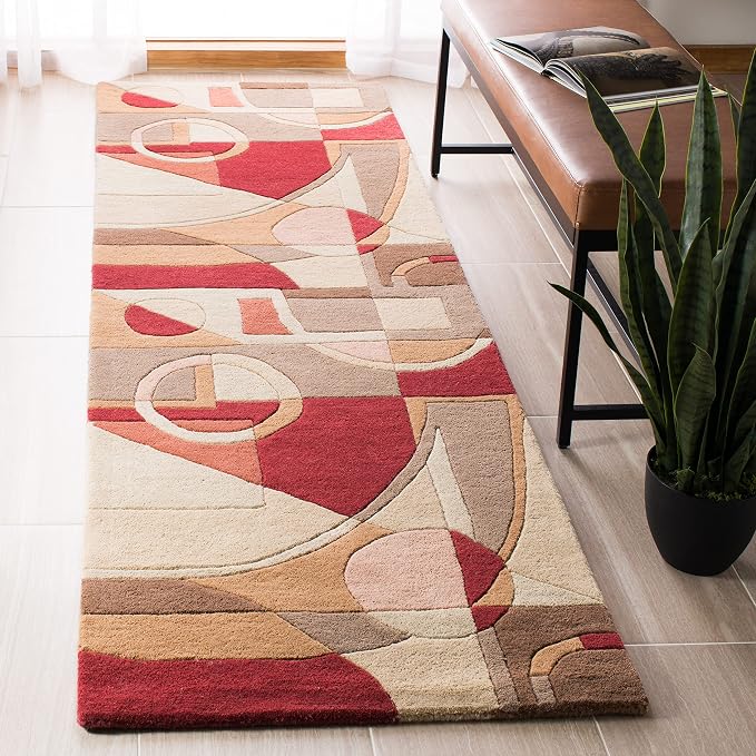 SAFAVIEH Rodeo Drive Collection X-Large Area Rug - 2'6" x 22', Beige & Multi, Handmade Mid-Century Modern Abstract Wool, Ideal for High Traffic Areas in Living Room, Bedroom (RD845A)