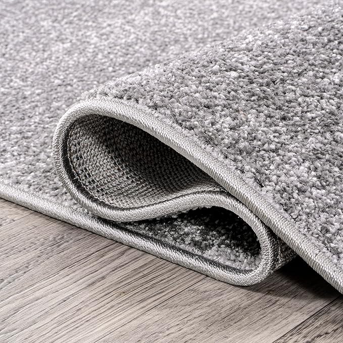 JONATHAN Y Haze Solid Low-Pile Gray 6x6 Square Indoor Area Rug, Coastal,Bohemian,Minimalist,Classic, Easy-Cleaning for Living Room,Bedroom,Kitchen,Pet Friendly,Non-Shedding (SEU100A-6SQ)