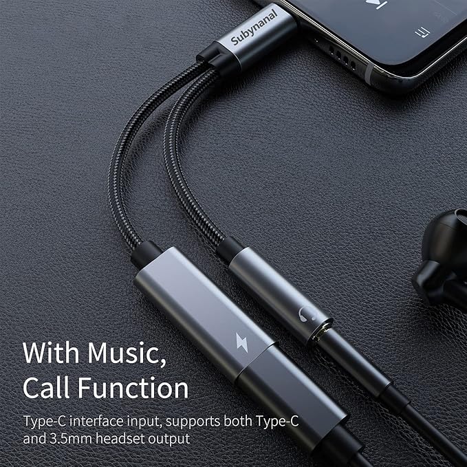 USB c to 3.5mm Headphone and Charger Adapter,2 in-1 USB C PD 3.0 Charging Port to Aux Audio Jack and Fast Charging Dongle Cable Cord (2 Ports-Gray)
