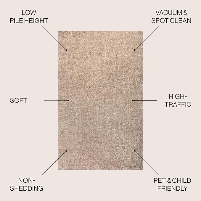 JONATHAN Y Haze Solid Low-Pile Beige 3x5 Oval Indoor Area Rug, Coastal,Bohemian,Minimalist,Classic, Easy-Cleaning for Living Room,Bedroom,Kitchen,Pet Friendly,Non-Shedding (SEU100G-3OV)