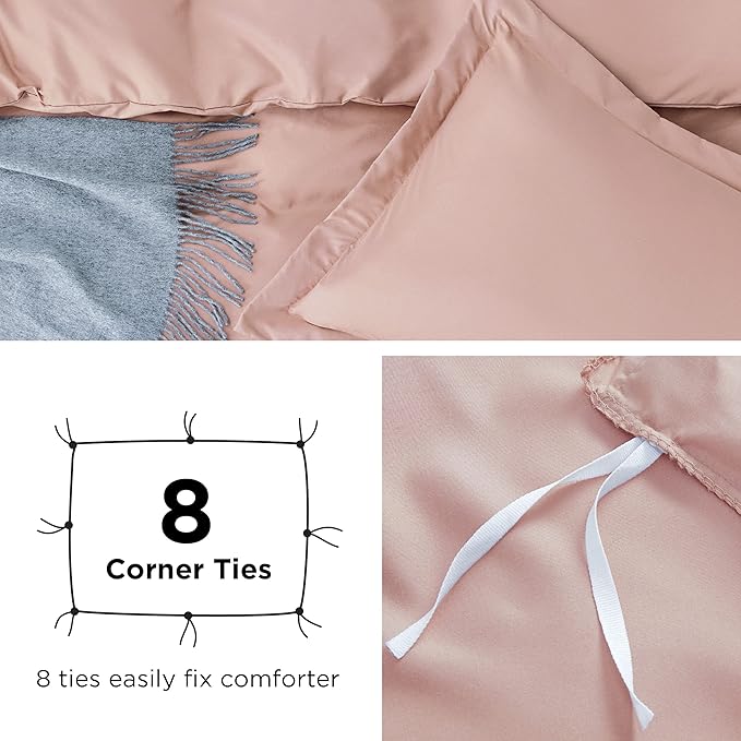 Bedsure Duvet Cover Twin/Twin XL Size - Soft Double Brushed Bedding Set for Kids & Adults, Zipper Closure, 2 Pieces, Includes 1 Duvet Cover (68"x90") & 1 Pillow Sham, NO Comforter, Pale Blush