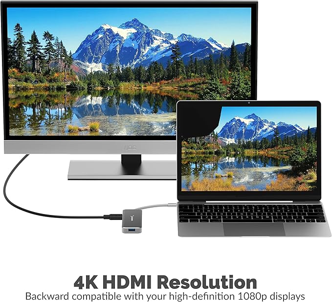 SABRENT USB Type C Hub with HDMI and 2 USB 3.0 Ports,[4K and 60W Power Delivery Support] (HB-U2HC)