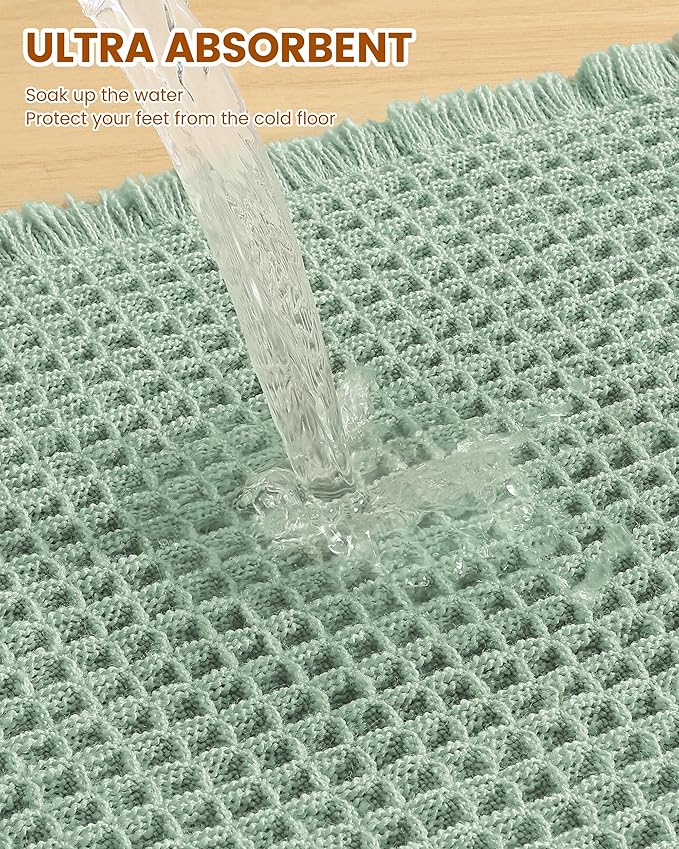 Smiry Waffle Bath Mat 72x24, Extra Soft Absorbent Bathroom Rugs, Non Slip Machine Washable Quick Dry Bath Rugs for Bathroom Floor, Tub, Shower, Home Decor Accessories, Sage Green