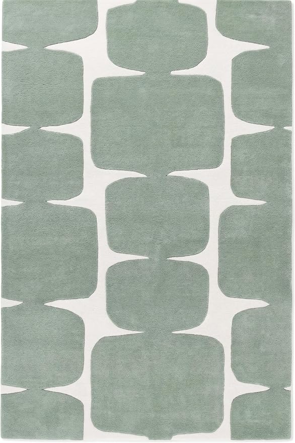 Restoration and Renovation Modern Wool Area Rug - Contemporary Abstract Geometric Design, Thick & Soft Hand-Tufted Carpet - Ideal for Indoor Decor in Living Room, Bedroom (Sage Green, 5' x 8')