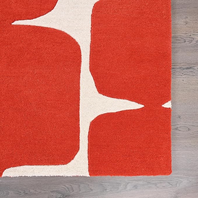 Restoration and Renovation Modern Wool Area Rug - Contemporary Abstract Geometric Design, Thick & Soft Hand-Tufted Carpet - Ideal for Indoor Decor in Living Room, Bedroom (Poppy, 6' x 9')