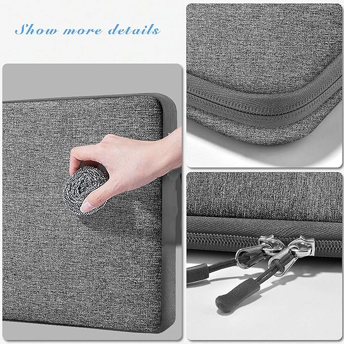 Hseok Laptop Case 15.6 Inch Sleeve, Shockproof Protective Water Repellent with Accessory Pocket,Compatible with Mac Pro 16 inch 2025-2019, Sleeve Bag for Most 15 15.6 16 Notebooks,Dark Gray&Gray