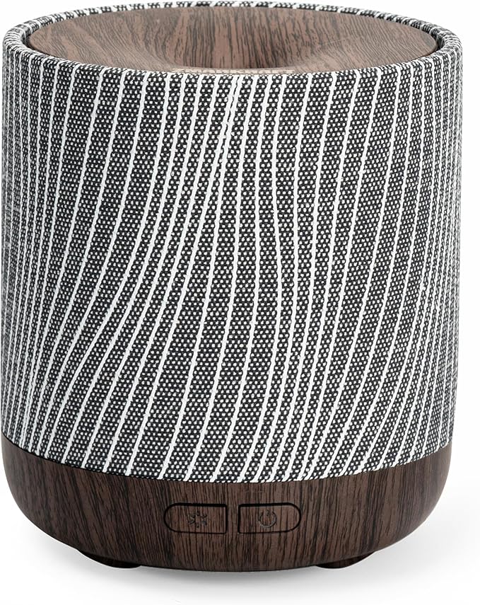 ZmarKraft Essential Oil Diffuser 7 fl oz 200ml with Fabric Cover and Night Lamp | Ultrasonic Aroma Diffuser | Humidifier w Lights | Room Decor | Small Humidifier for Bedroom | Gift (Dark Brown)