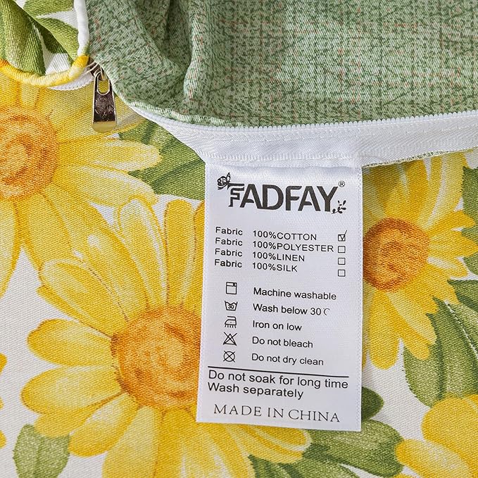 FADFAY Sunflower Duvet Cover Set Vintage Yellow Daisy Floral Bedding Shabby Botanical Comforter Cover Set 100% Cotton Ultra Soft Quilt Cover with Hidden Zipper Closure 3Pcs, King/California King Size