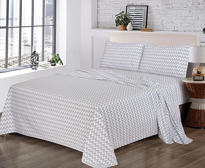 RUVANTI 100% Cotton Twin XL Sheet Sets, 3 Pieces, Soft & Breathable Percale Weave Bedding, Deep Pocket 16", Hotel Standard, Crisp Cool Feel, Durable, Perfect Size Floral Sheets, Chevron