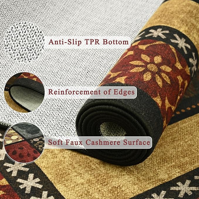 Tepook 5x7 Area Rugs for Living Room, Modern Large Geometric Rug for Bedroom, Washable Patchwork Rug Indoor Non Slip Throw Carpets for Dining Room Office Farmhouse Home Decor, Colorful