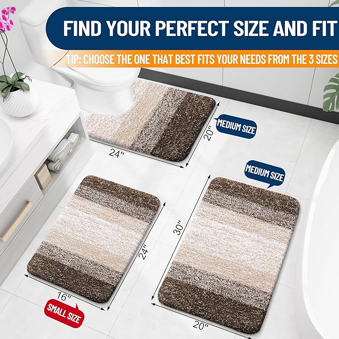 OLANLY Bathroom Rugs Mat 44x32, Extra Soft Absorbent Microfiber Bath Rugs, Rubber Backing, Quick Dry, Machine Washable Bath Mats for Bathroom Floor, Tub and Shower, Home Decor Accessories, Light Brown