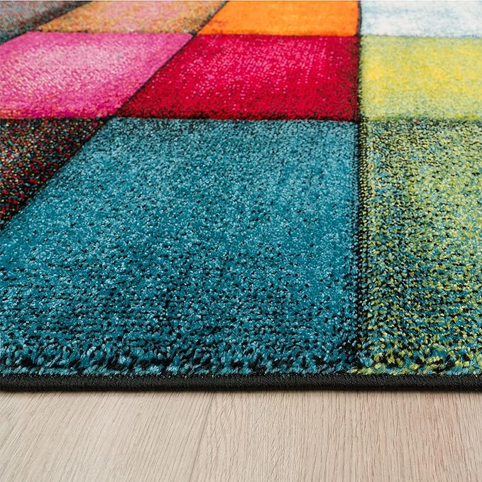 Paco Home Colorful Area Rug Checkered with Multicolor Squares, Size: 2' x 3'7"