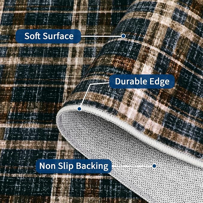 Washable Runner Rug 2x8 Modern Bathroom Rugs Non Slip Kitchen Rugs with Rubber Backing Entryway Rug Soft Non Shedding Stain Resistant Carpet for Laundry Hallway Bedside 2'x8'