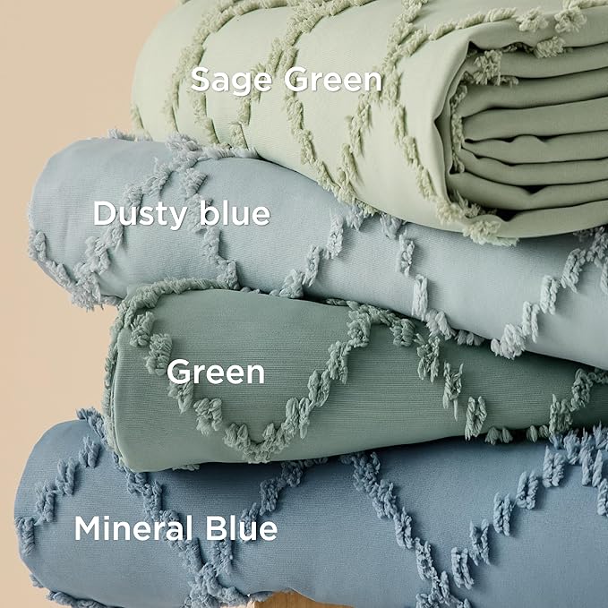 Bedsure Boho Duvet Cover King Size - Sage Green Breathable & Soft Boho Bedding, Machine Washable Comforter Cover for All Seasons, Includes 1 Duvet Cover 104"x90" with 2 Pillow Shams & Zipper Closure