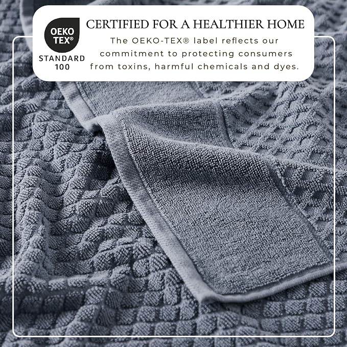 Great Bay Home Hand Towels - 100% Cotton 6 Pack 26x16 Hand Towel Set - Absorbent, Durable, Quick-Dry Towels for Bathroom (Blue)