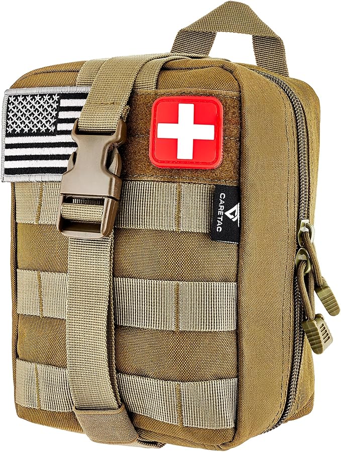 CareTac IFAK Trauma & First Aid Kit with CAT Gen 7 Tourniquet – Military-Grade Tactical Medical Kit Includes Israeli Bandage, Chest Seal, Splint & CPR Mask for Bleed Control, Gunshot Wounds & More